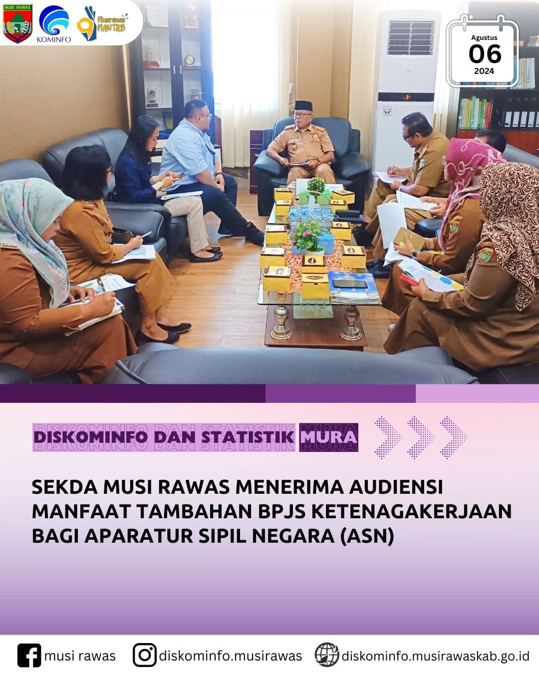 Sekda terima Audiensi Manfaat Tambahan Perlindungan Jaminan Sosial BPJS Ketenagakerjaan bagi ASN