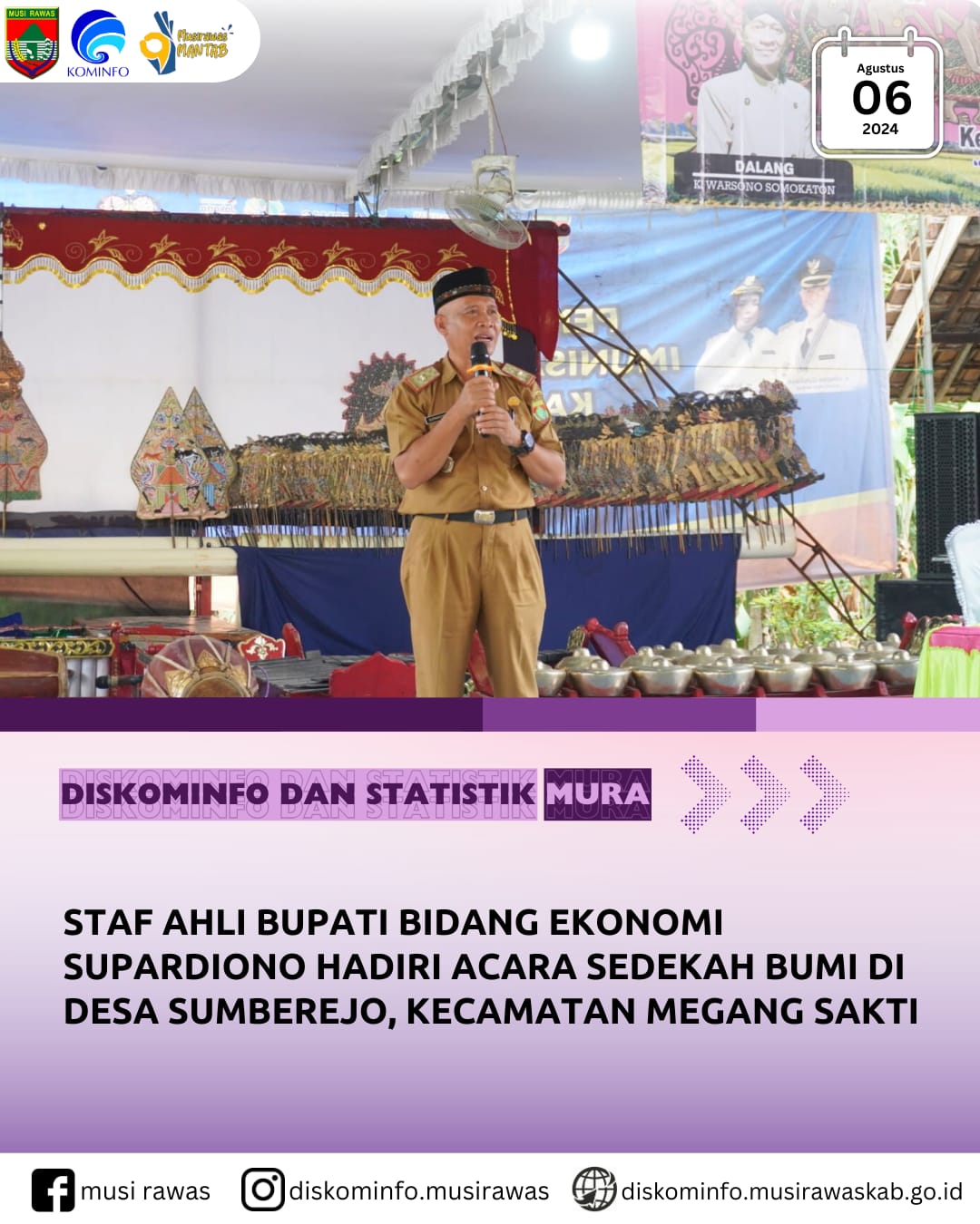 Staf Ahli Bupati Bidang Ekonomi, Keuangan dan Pembangunan hadiri acara sedekah bumi di Desa Sumberejo