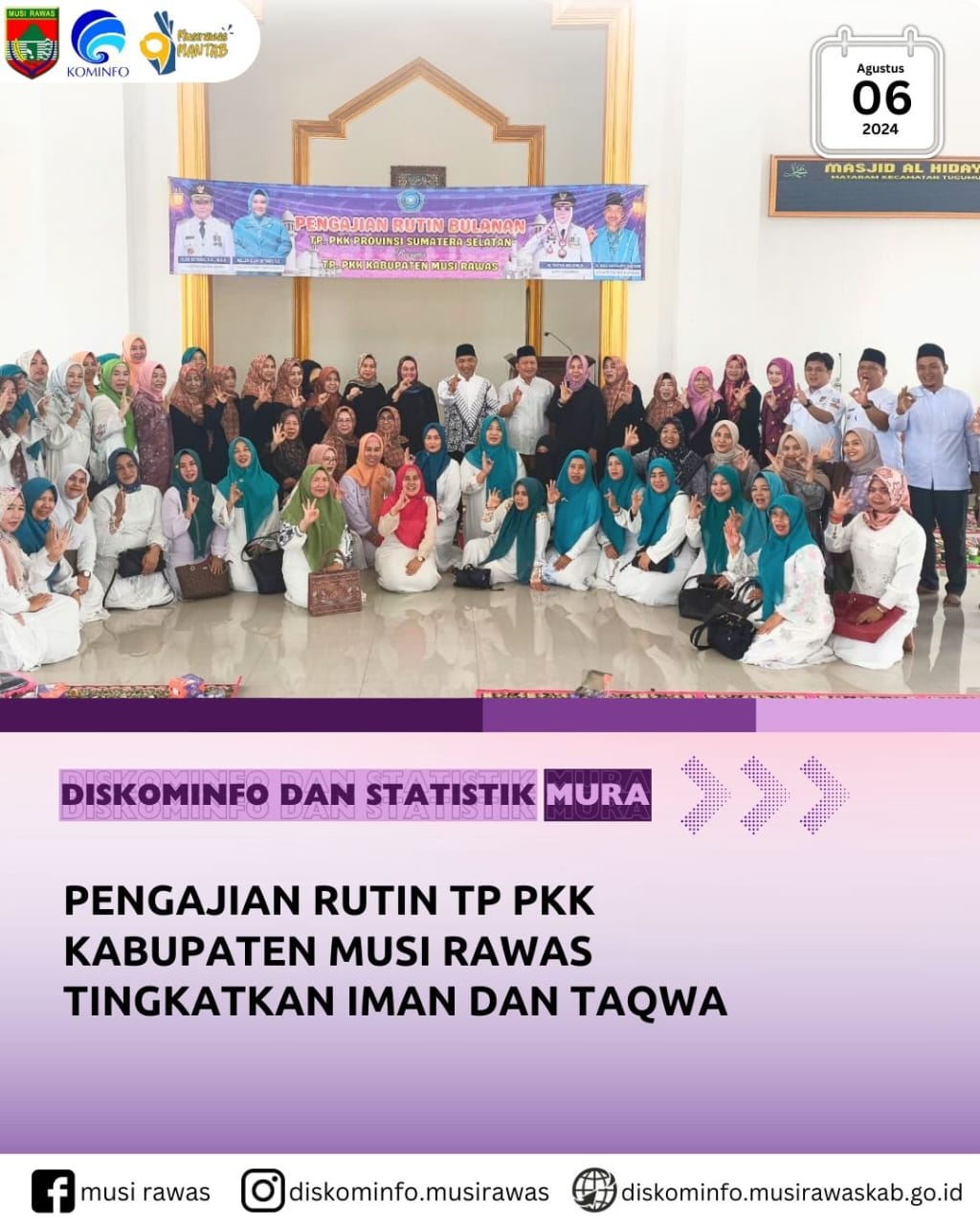 Pengajian Rutin TP PKK Kabupaten Mura Tingkatkan Iman dan Taqwa