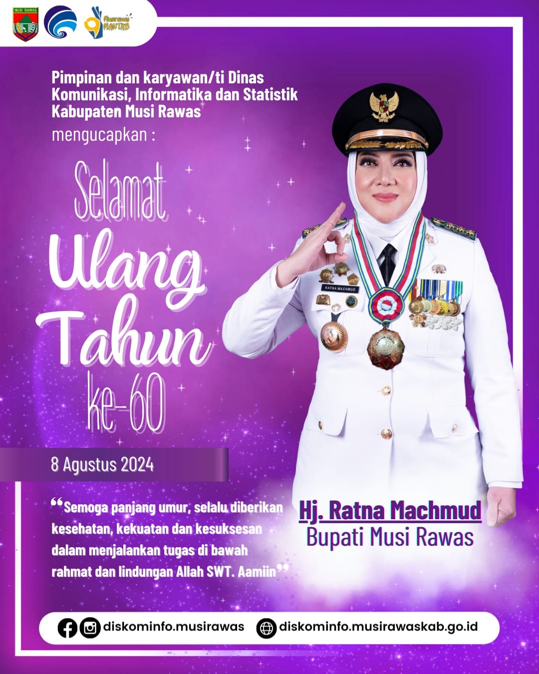 Selamat kepada Bupati Musi Rawas Hj. Ratna Machmud atas hari Ulang Tahun ke 60