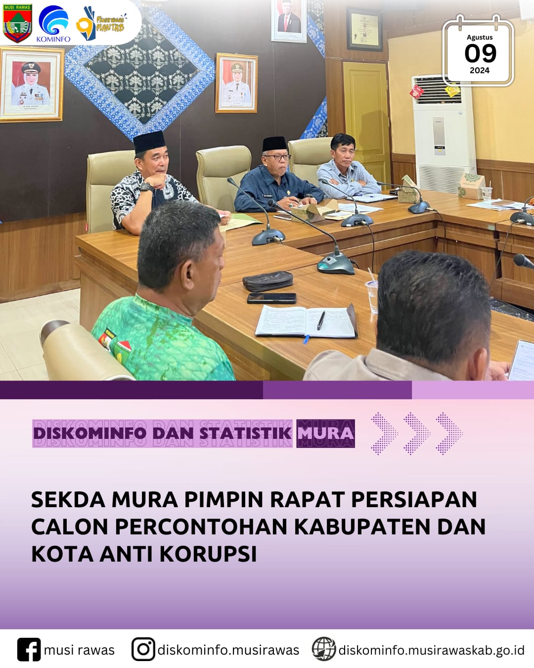 Sekda pimpin Rapat Persiapan Calon Percontohan Kabupaten dan Kota Anti Korupsi