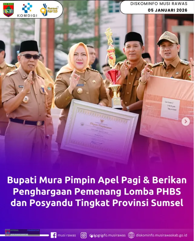 Bupati Mura Pimpin Apel Pagi &amp; Berikan Penghargaan Pemenang Lomba PHBS dan Posyandu Tingkat Provinsi Sumsel