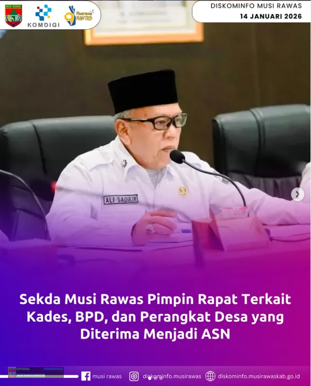 Sekda Musi Rawas Pimpin Rapat Terkait Kades, BPD dan Perangkat Desa yang di Terima menjadi ASN