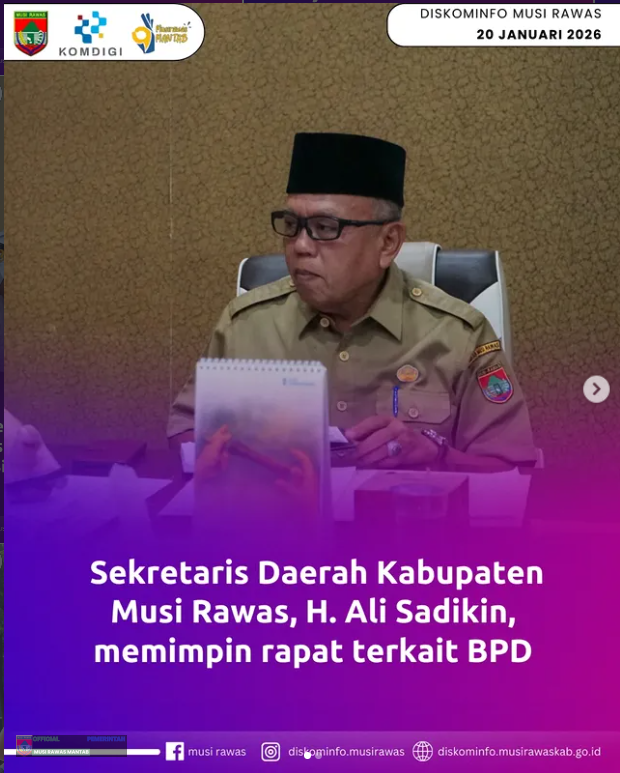 Sekretaris Daerah Kabupaten Musi Rawas, H. Ali Sadikin, memimpin rapat terkait BPD
