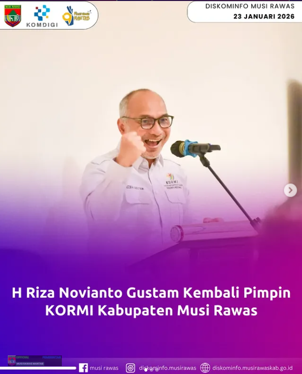 H Riza Novianto Gustam Kembali Pimpin KORMI Kabupaten Musi Rawas