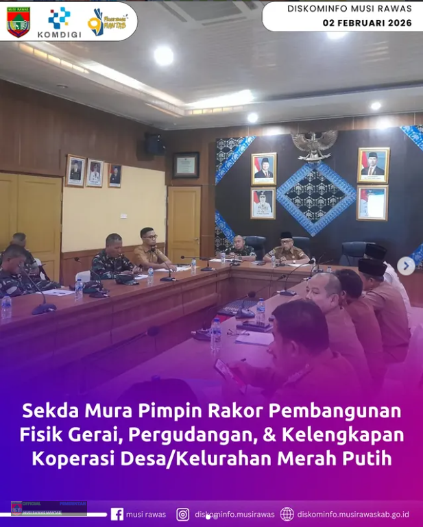 Sekda Mura Pimpin Rakor Pembangunan Fisik Gerai, Pergudangan, dan Kelengkapan Koperasi Desa/Kelurahan Merah Putih