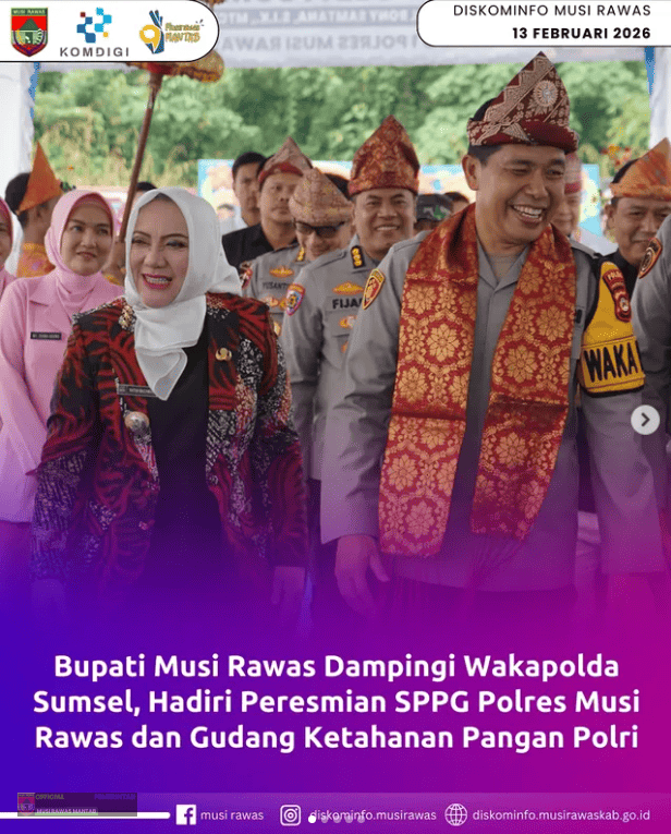 Bupati Musi Rawas Dampingi Wakapolda Sumsel, Hadiri Peresmian SPPG Polres Musi Rawas dan Gudang Ketahanan Pangan Polri