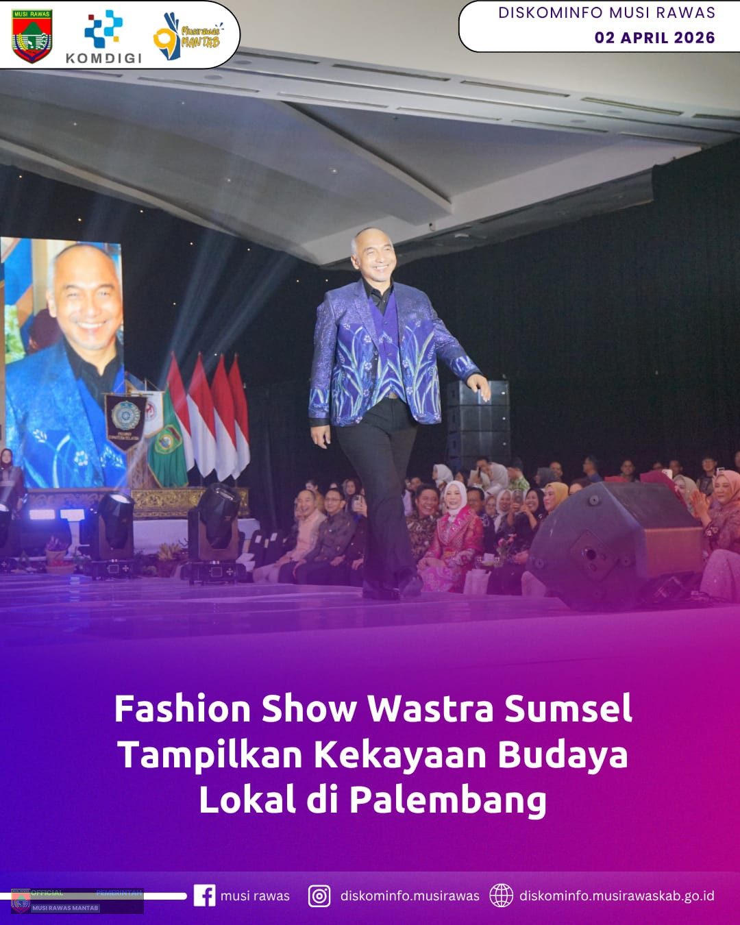 Fashion Show Wastra Sumsel Tampilkan Kekayaan Budaya Lokal di Palembang
