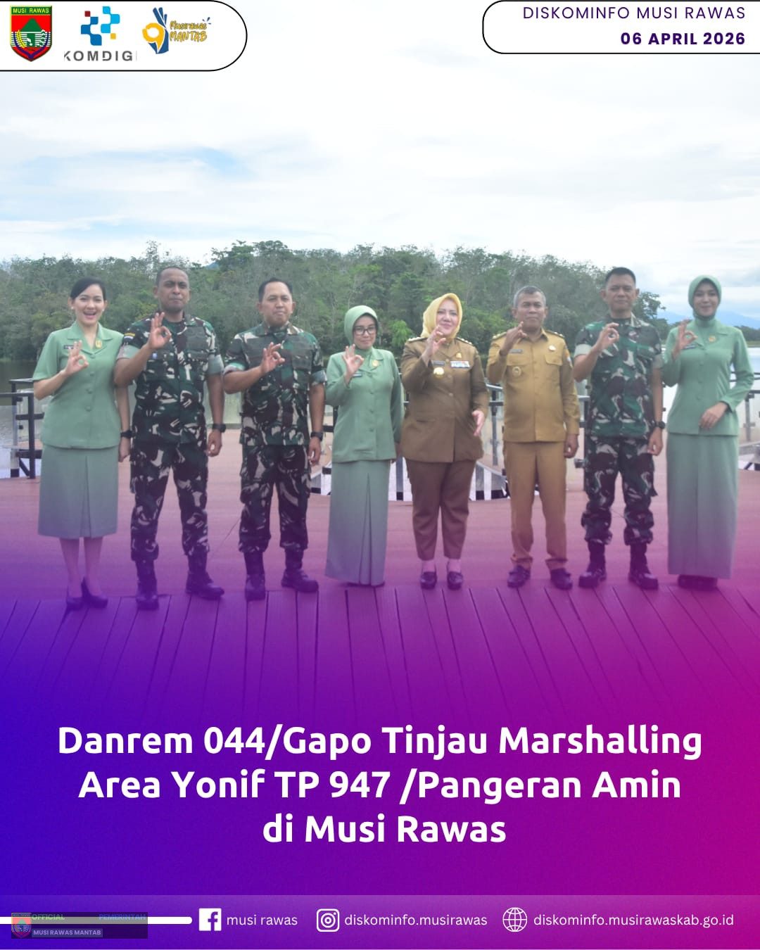 Danrem 044/Gapo Tinjau Marshalling Area Yonif TP 947/Pangeran Amin di Musi Rawas