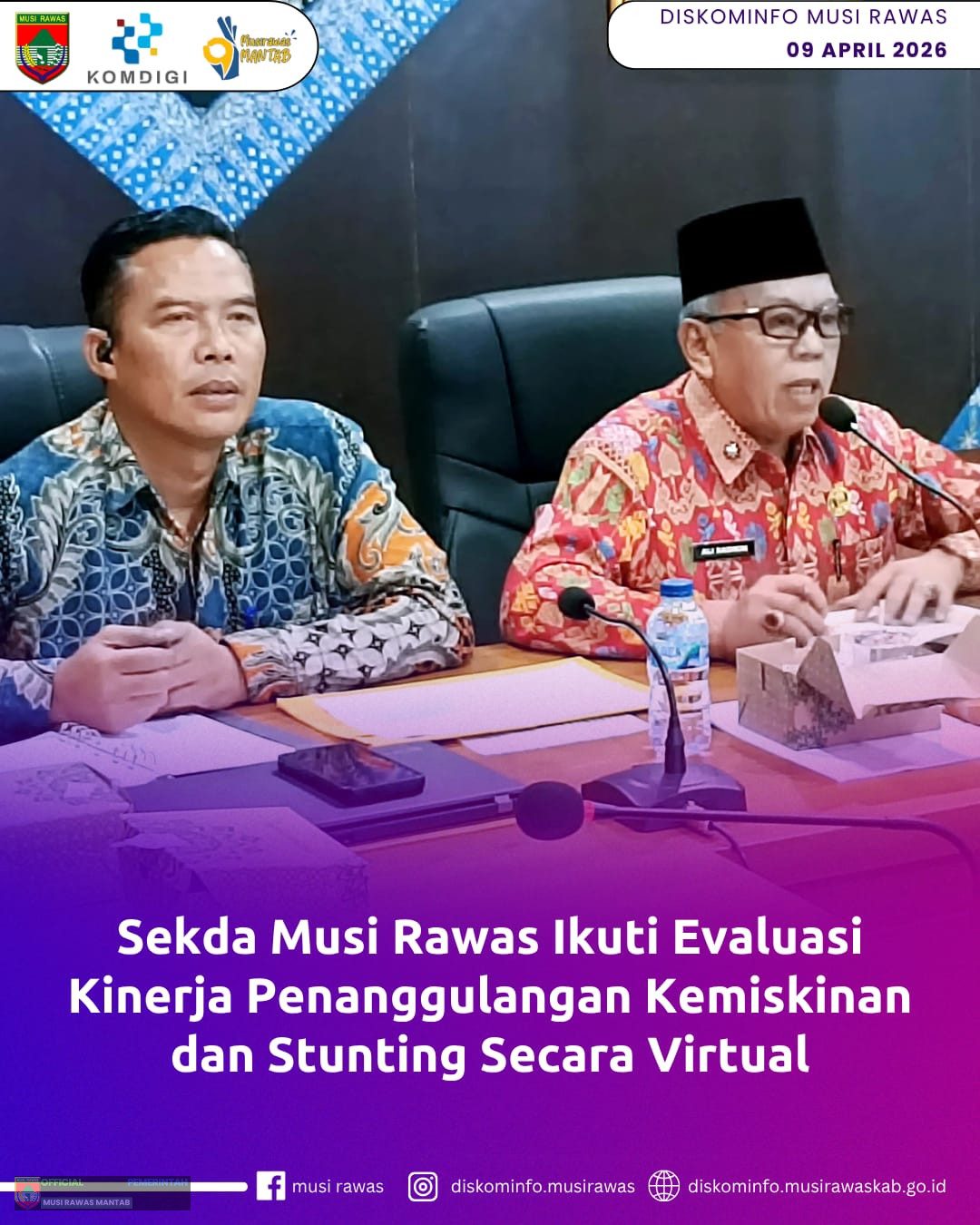 Sekda Musi Rawas Ikuti Evaluasi Kinerja Penanggulangan Kemiskinan dan Stunting Secara Virtual