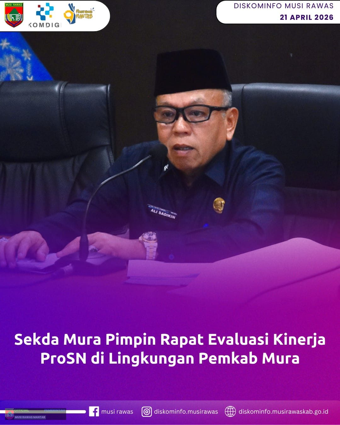 Sekda Mura Pimpin Rapat Evaluasi Kinerja ProASN di Lingkungan Pemkab Mura