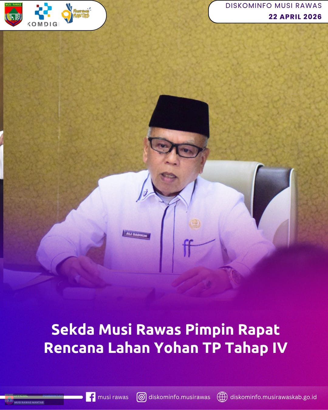 Sekda Musi Rawas Pimpin Rapat Rencana Lahan Yohan TP Tahap IV