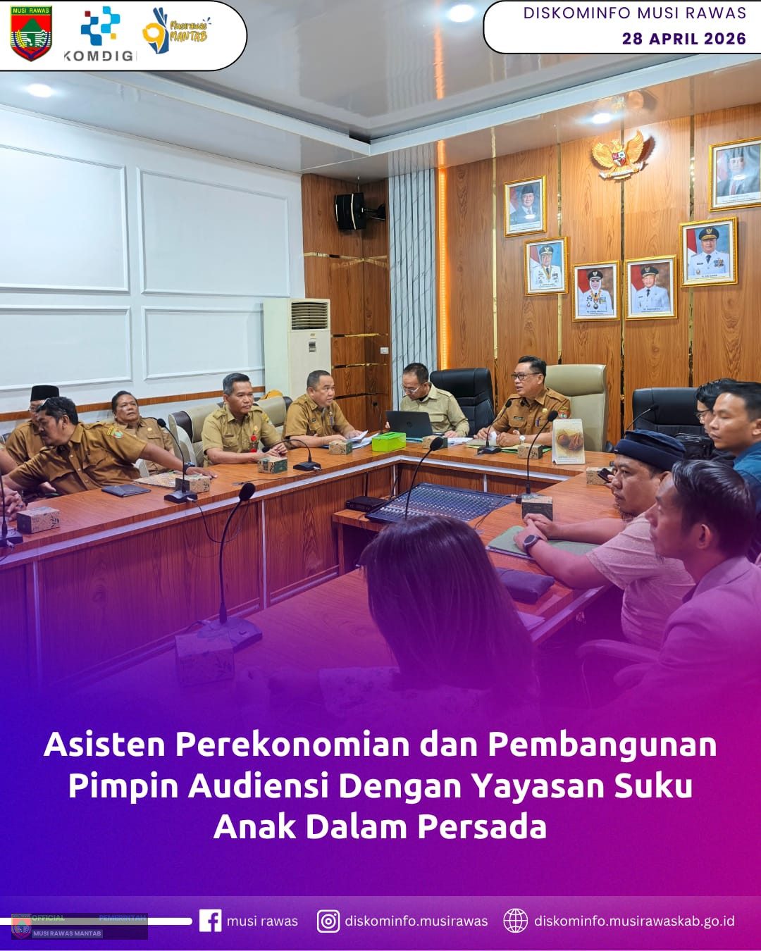 Asisten Perekonomian dan Pembangunan Pimpin Audiensi Dengan Yayasan Suku Anak Dalam Persada