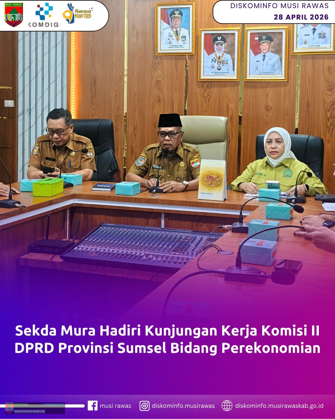 Sekda Mura Hadiri Kunjungan Kerja Komisi II DPRD Provinsi Sumsel Bidang Perekonomian