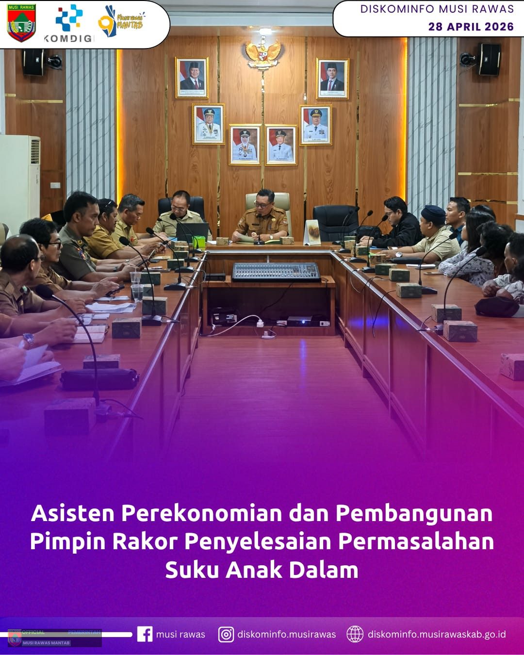 Asisten Perekonomian dan Pembangunan Pimpin Rakor Penyelesaian Permasalahan Suku Anak Dalam