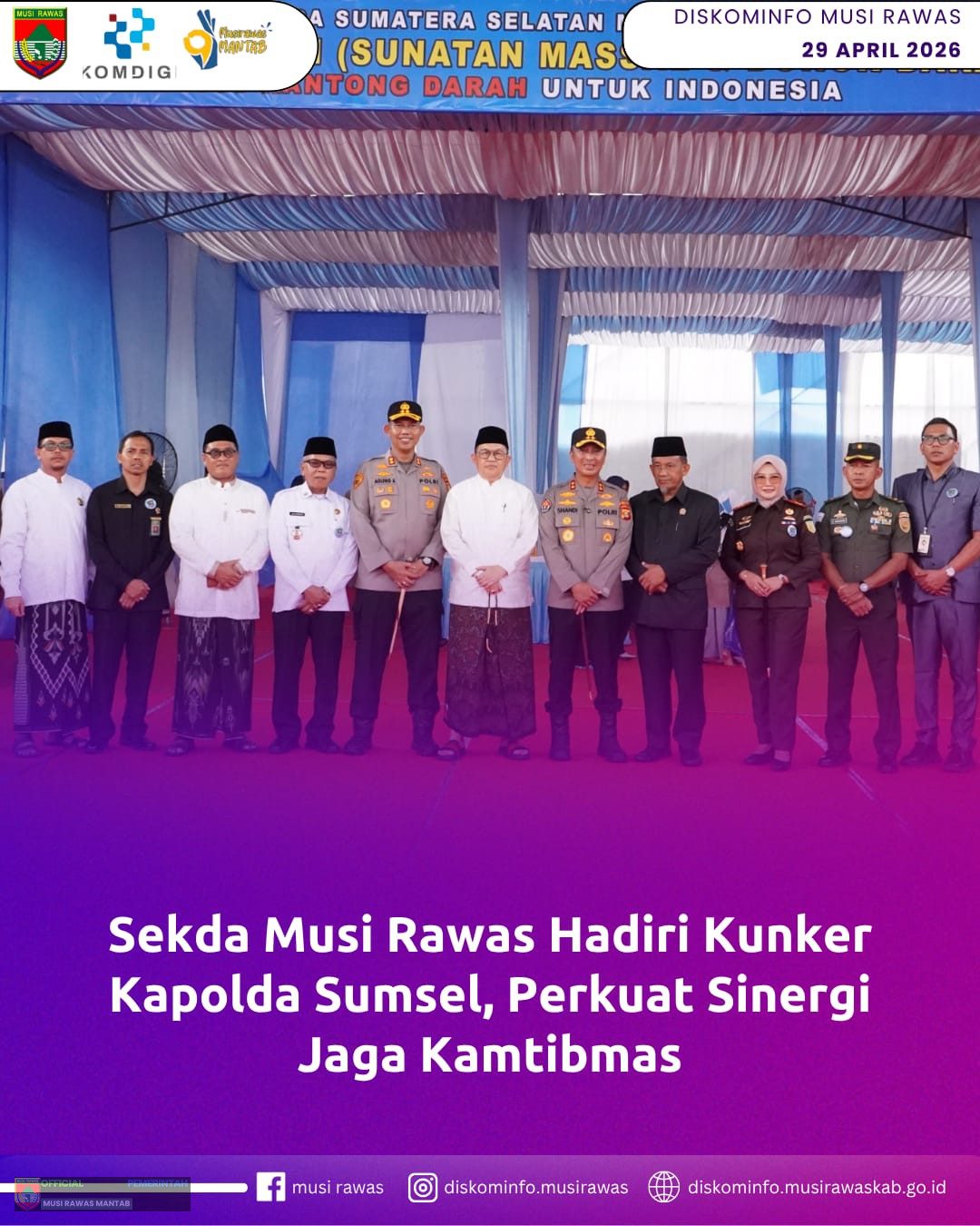 Sekda Musi Rawas Hadiri Kunker Kapolda Sumsel, Perkuat Sinergi Jaga Kamtibmas