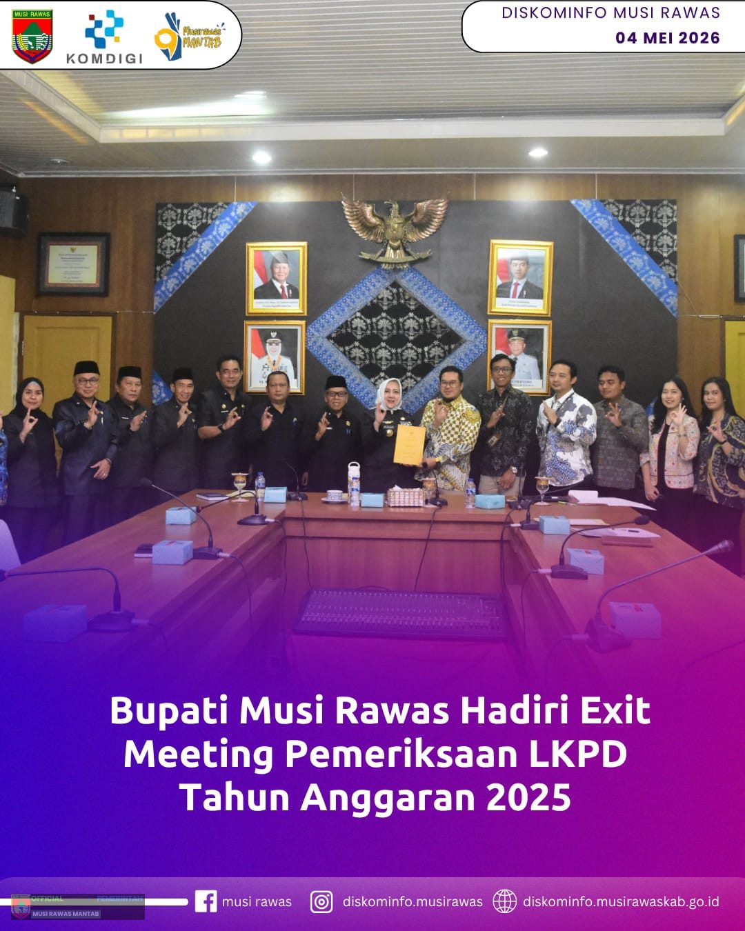 Bupati Musi Rawas Hadiri Exit Meeting Pemerikasaan LKPD Tahun Anggaran 2025