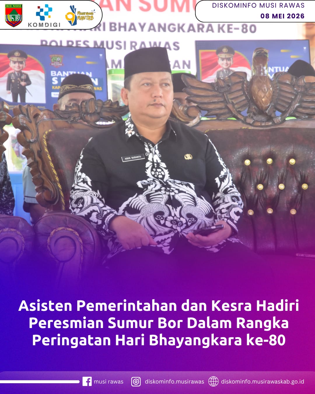 Asisten Pemerintahan dan Kesra Hadiri Peresmian Sumur Bor Dalam Rangka Peringatan Hari Bhayangkara ke-80