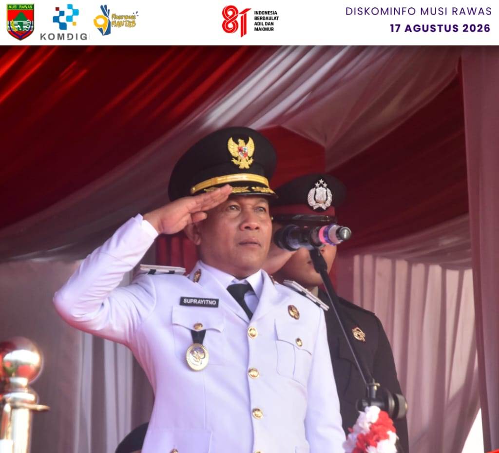 Wabup Musi Rawas Menjadi Inspektur Upacara Penurunan Bendera Merah Putih HUT ke-81 Kemerdekaan Republik Indonesia