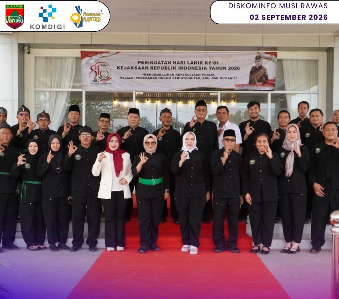 Bupati Musi Rawas Hadiri Penyematan Sabuk Kehormatan kepada Kajari Musi Rawas